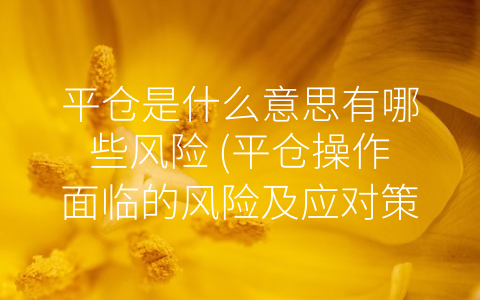 平仓是什么意思有哪些风险 (平仓操作面临的风险及应对策略)