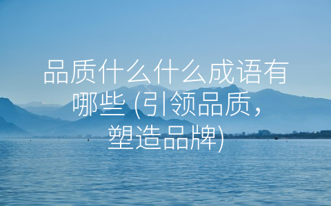 品质什么什么成语有哪些 (引领品质，塑造品牌)