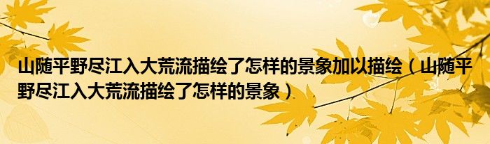 山随平野尽江入大荒流描绘了怎样的景象加以描绘 山随平野尽江入大荒流描绘了怎样的景象