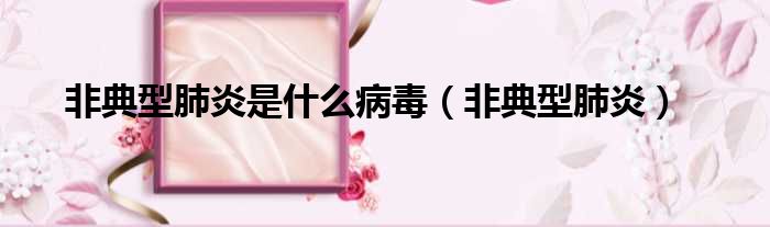 非典型肺炎是什么病毒 非典型肺炎