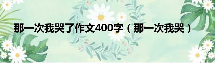 那一次我哭了作文400字 那一次我哭