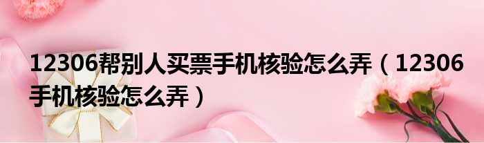 12306帮别人买票手机核验怎么弄 12306手机核验怎么弄