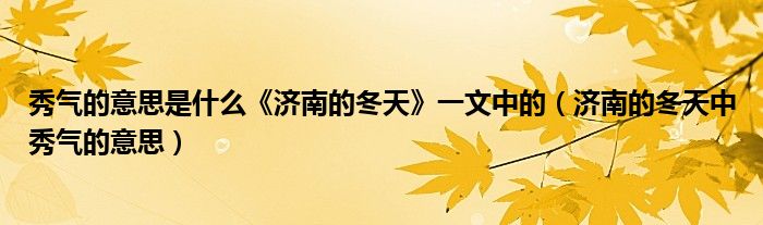 秀气的意思是什么《济南的冬天》一文中的 济南的冬天中秀气的意思