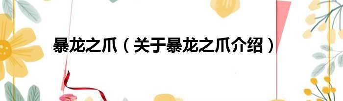暴龙之爪 关于暴龙之爪介绍