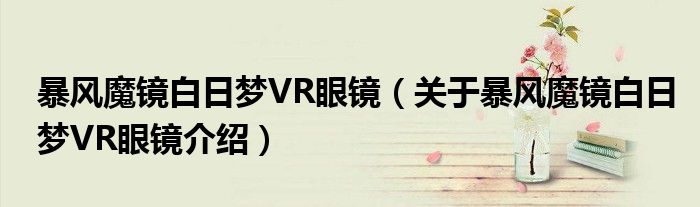 暴风魔镜白日梦VR眼镜 关于暴风魔镜白日梦VR眼镜介绍
