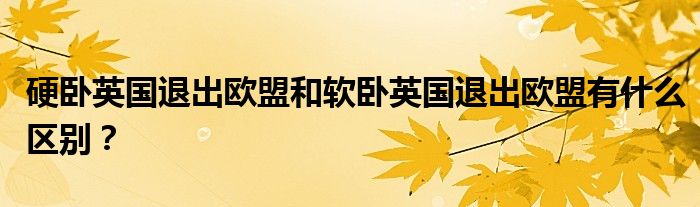 硬卧英国退出欧盟和软卧英国退出欧盟有什么区别