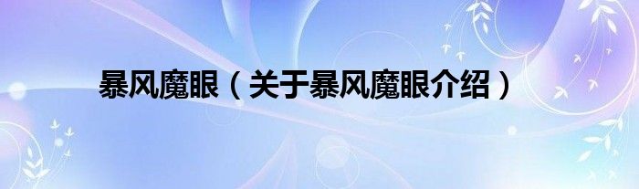 暴风魔眼 关于暴风魔眼介绍