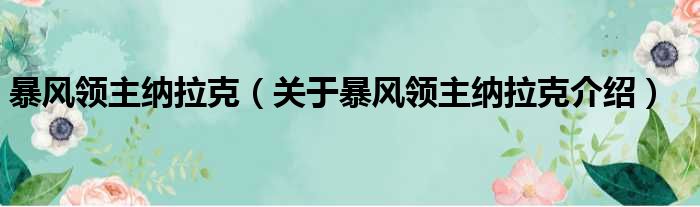 暴风领主纳拉克 关于暴风领主纳拉克介绍