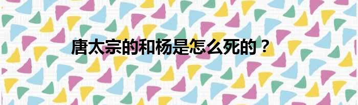 唐太宗的和杨是怎么死的