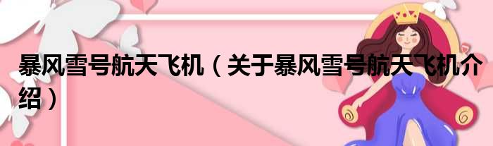 暴风雪号航天飞机 关于暴风雪号航天飞机介绍