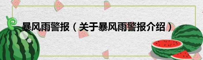暴风雨警报 关于暴风雨警报介绍