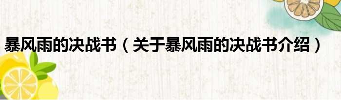 暴风雨的决战书 关于暴风雨的决战书介绍