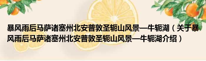 暴风雨后马萨诸塞州北安普敦圣轭山风景—牛轭湖 关于暴风雨后马萨诸塞州北安普敦圣轭山风景—牛轭湖介绍