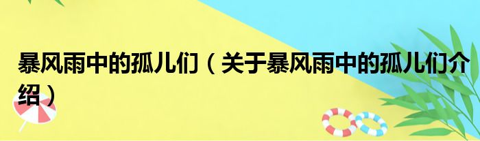 暴风雨中的孤儿们 关于暴风雨中的孤儿们介绍