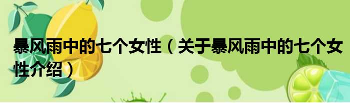 暴风雨中的七个女性 关于暴风雨中的七个女性介绍