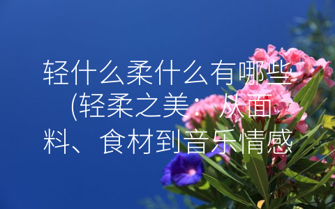 轻什么柔什么有哪些 (轻柔之美：从面料、食材到音乐情感，都能在生活中找到)