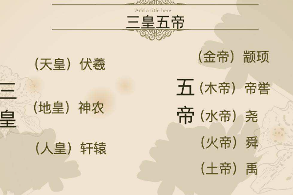 三皇五帝分别是