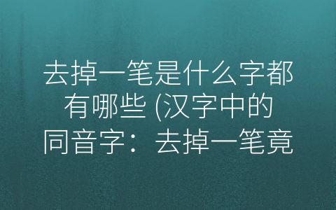 去掉一笔是什么字都有哪些 (汉字中的同音字：去掉一笔竟能变出哪些字？)