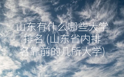 山东有什么哪些大学排名 (山东省内排名靠前的几所大学)