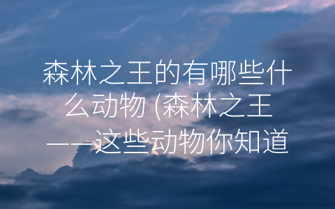 森林之王的有哪些什么动物 (森林之王——这些动物你知道吗？)