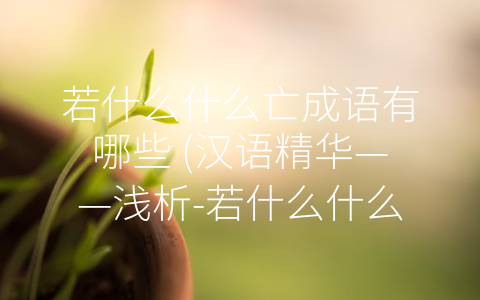 若什么什么亡成语有哪些 (汉语精华——浅析-若什么什么亡”类成语的内涵与应用。)