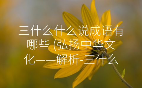 三什么什么说成语有哪些 (弘扬中华文化——解析-三什么什么说”成语)