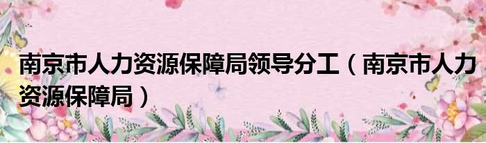南京市人力资源保障局领导分工 南京市人力资源保障局