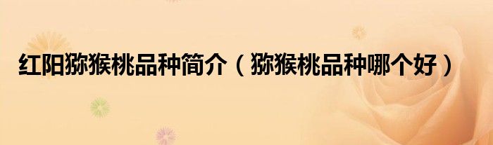 红阳猕猴桃品种简介 猕猴桃品种哪个好