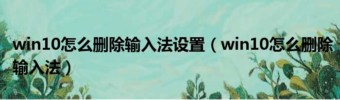 win10怎么删除输入法设置 win10怎么删除输入法
