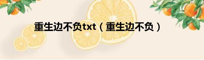 重生边不负txt 重生边不负