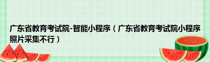 广东省教育考试院 智能小程序 广东省教育考试院小程序照片采集不行