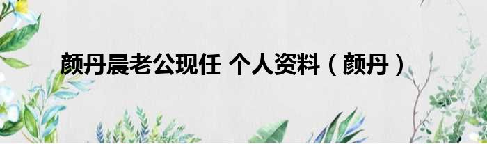 颜丹晨老公现任 个人资料 颜丹