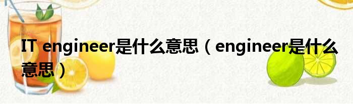 IT engineer是什么意思 engineer是什么意思
