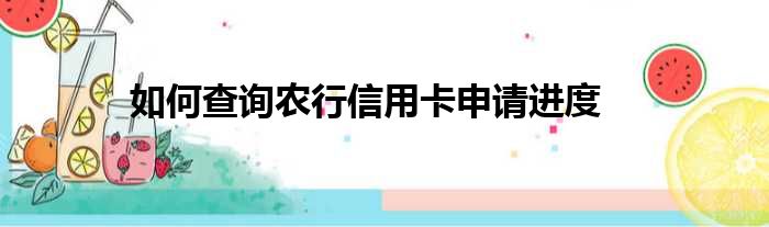 如何查询农行信用卡申请进度
