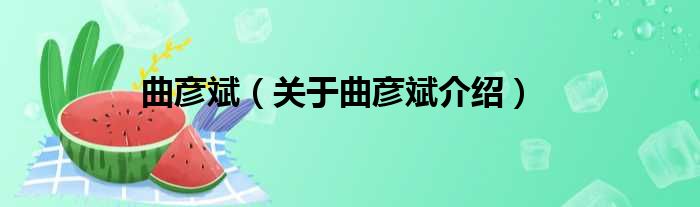 曲彦斌 关于曲彦斌介绍
