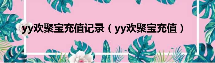 yy欢聚宝充值记录 yy欢聚宝充值