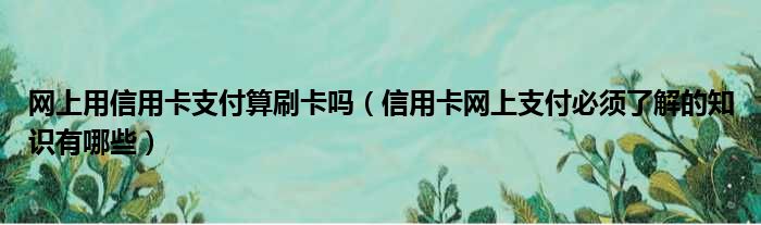 网上用信用卡支付算刷卡吗 信用卡网上支付必须了解的知识有哪些