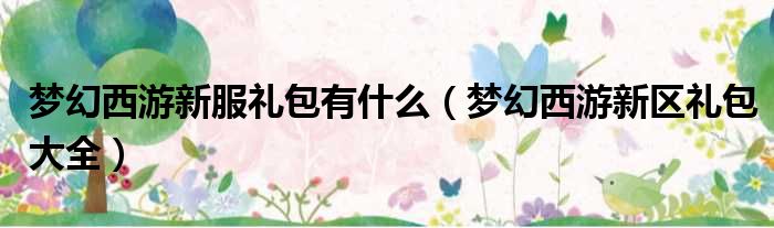 梦幻西游新服礼包有什么 梦幻西游新区礼包大全