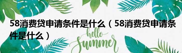 58消费贷申请条件是什么 58消费贷申请条件是什么