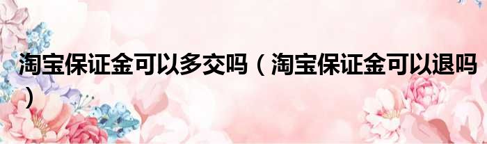 淘宝保证金可以多交吗 淘宝保证金可以退吗