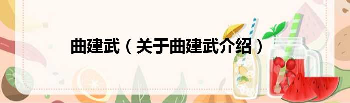 曲建武 关于曲建武介绍