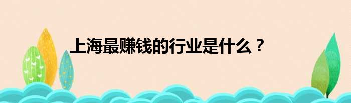 上海最赚钱的行业是什么