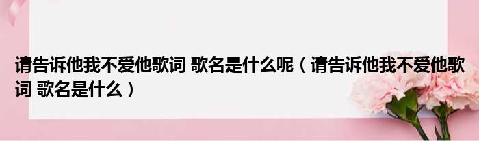 请告诉他我不爱他歌词 歌名是什么呢 请告诉他我不爱他歌词 歌名是什么