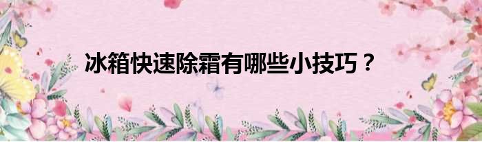 冰箱快速除霜有哪些小技巧