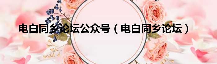 电白同乡论坛公众号 电白同乡论坛