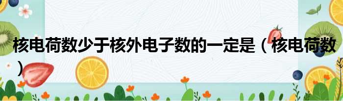 核电荷数少于核外电子数的一定是 核电荷数