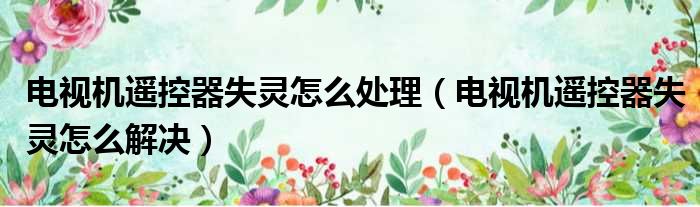 电视机遥控器失灵怎么处理 电视机遥控器失灵怎么解决