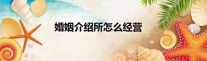 婚姻介绍所怎么经营