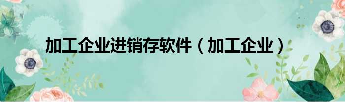 加工企业进销存软件 加工企业