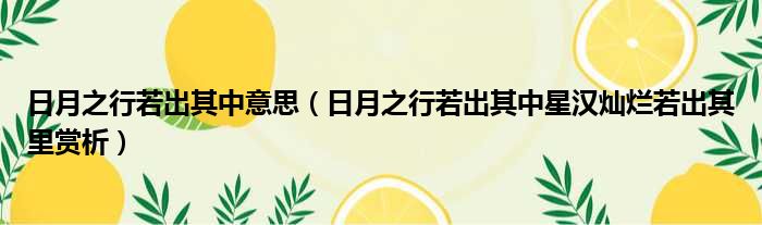 日月之行若出其中意思 日月之行若出其中星汉灿烂若出其里赏析
